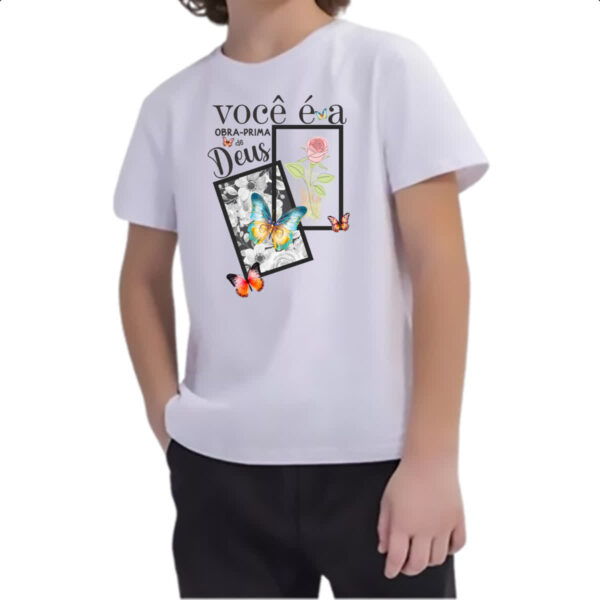 Camiseta Infanto Juvenil Gospel Obra prima - Imagem 2