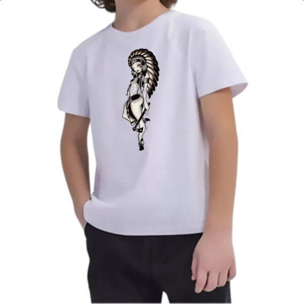 Camiseta Infanto Juvenil India Nativa Americada - Imagem 2