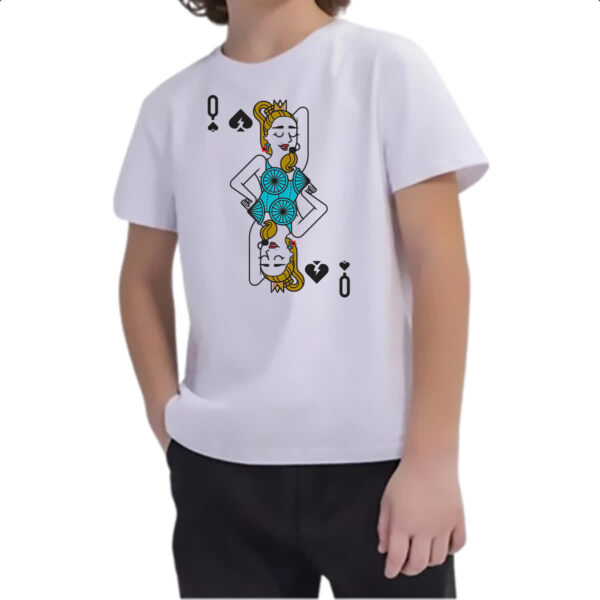 Camiseta Infanto Juvenil Baralho Rainha Madonna - Imagem 2