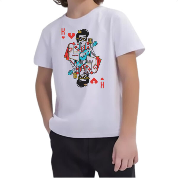 Camiseta Infanto Juvenil Baralho Rei Elvis - Imagem 2