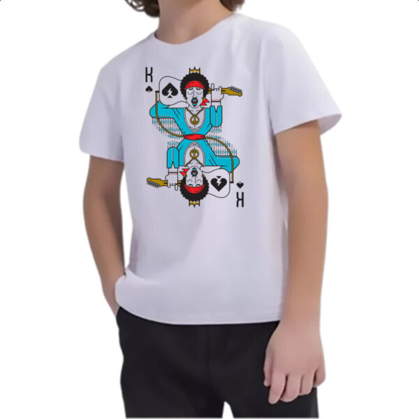 Camiseta Infanto Juvenil Baralho Rei Jimi Hendrix - Imagem 2