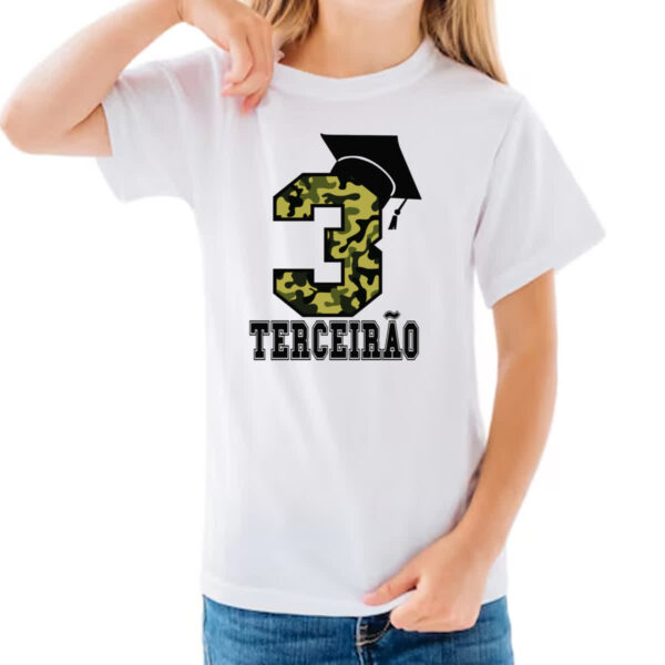 Camiseta Infanto Juvenil Terceirao Camuflagem 3 com capelo - Imagem 3