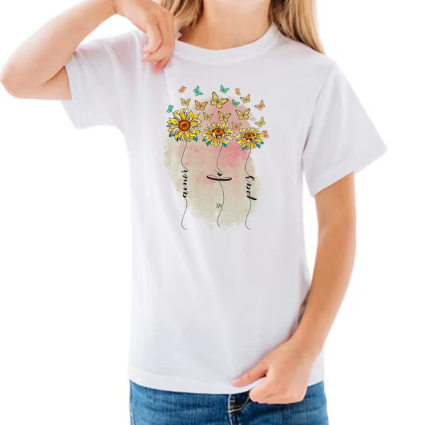 Camiseta Infanto Juvenil Gospel Amor Fe Paz - Imagem 3