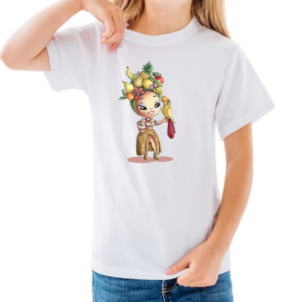Camiseta Infanto Juvenil Carmen Miranda Arara Caricatura - Imagem 3