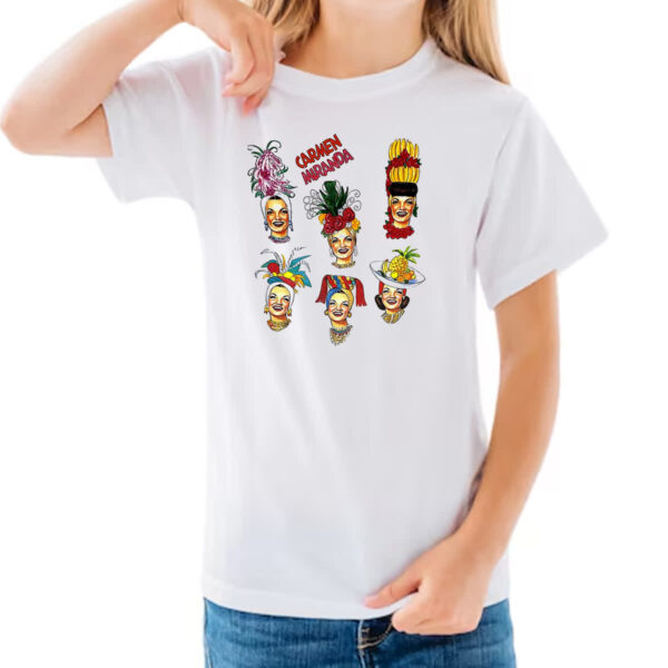 Camiseta Infanto Juvenil Carmen Miranda Chapeus Arte - Imagem 3