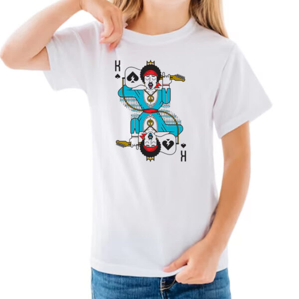 Camiseta Infanto Juvenil Baralho Rei Jimi Hendrix - Imagem 3