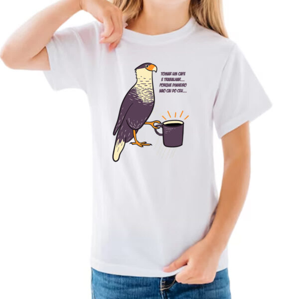 Camiseta Infanto Juvenil Carcara Cafe Trabalho - Imagem 3