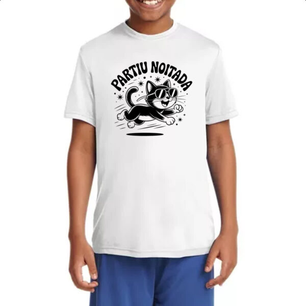 Camiseta Infanto Juvenil Partiu Noitada Gato - Imagem 4