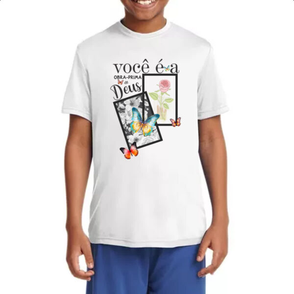 Camiseta Infanto Juvenil Gospel Obra prima - Imagem 4