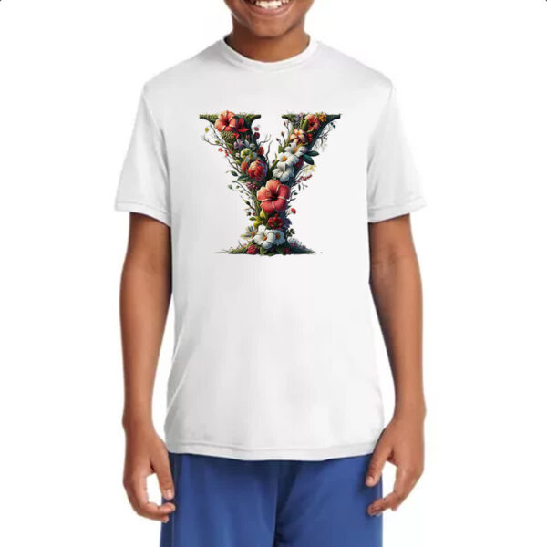 Camiseta Infanto Juvenil Alfabeto Floral Letra Y - Imagem 4