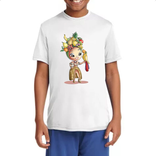 Camiseta Infanto Juvenil Carmen Miranda Arara Caricatura - Imagem 4