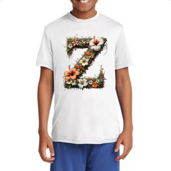 Camiseta Infanto Juvenil Alfabeto Floral Letra Z - Imagem 4
