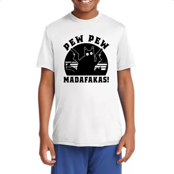 Camiseta Infanto Juvenil Gato Pew Pew Madafakas - Imagem 4