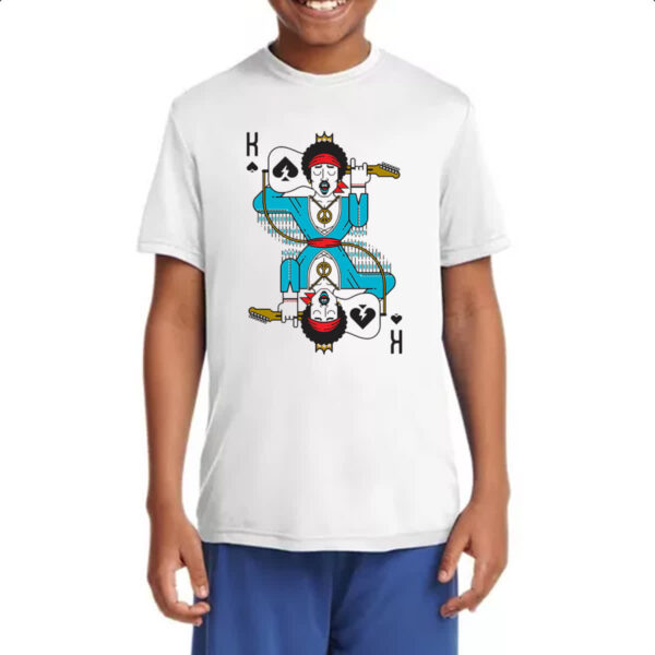 Camiseta Infanto Juvenil Baralho Rei Jimi Hendrix - Imagem 4