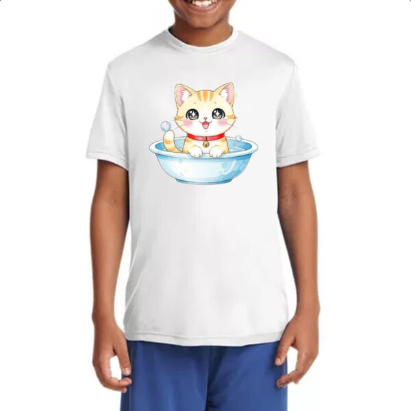 Camiseta Infanto Juvenil Gato Fofo Cute na Tigela - Imagem 4