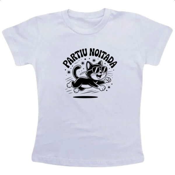 Camiseta Infanto Juvenil Partiu Noitada Gato