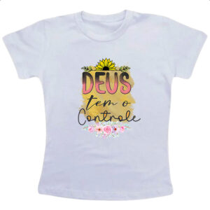 Camiseta Infanto Juvenil Gospel Deus tem controle