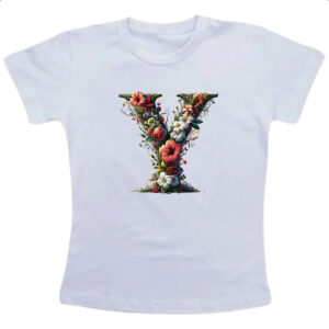 Camiseta Infanto Juvenil Alfabeto Floral Letra Y