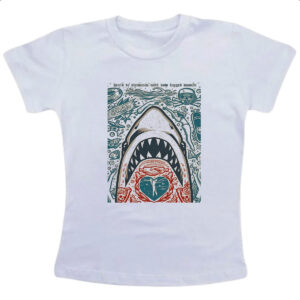 Camiseta Infanto Juvenil Nostalgia Tubarao Poster Arte