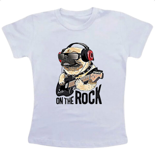Camiseta Infanto Juvenil Pug on the Rock