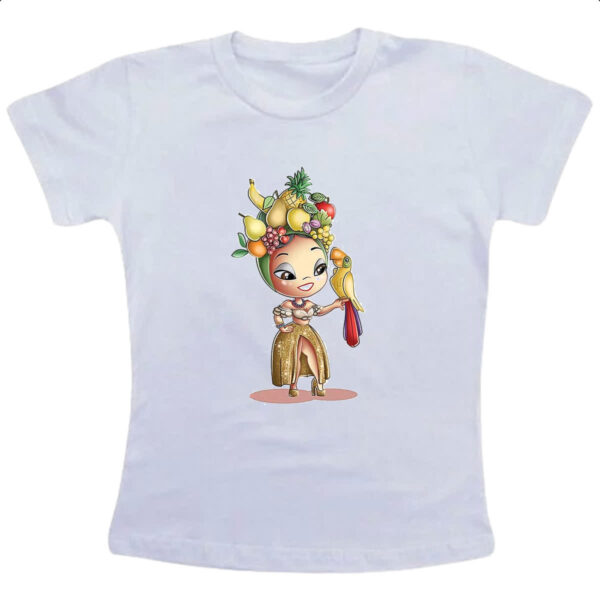 Camiseta Infanto Juvenil Carmen Miranda Arara Caricatura