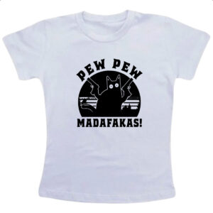 Camiseta Infanto Juvenil Gato Pew Pew Madafakas