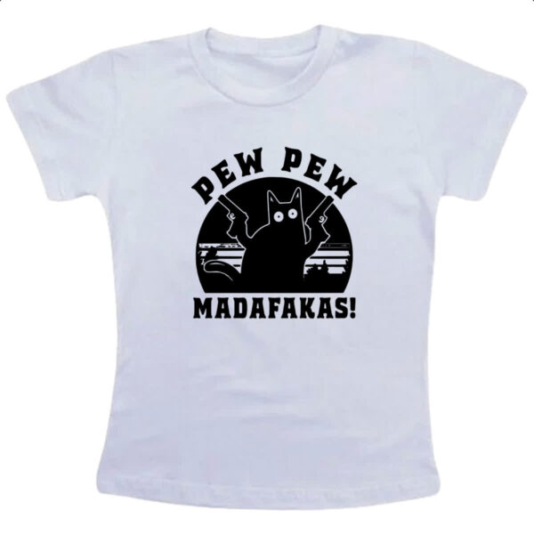 Camiseta Infanto Juvenil Gato Pew Pew Madafakas