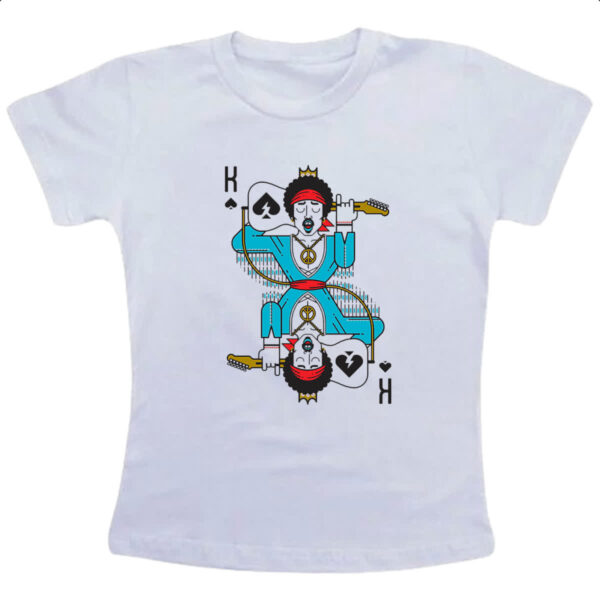 Camiseta Infanto Juvenil Baralho Rei Jimi Hendrix