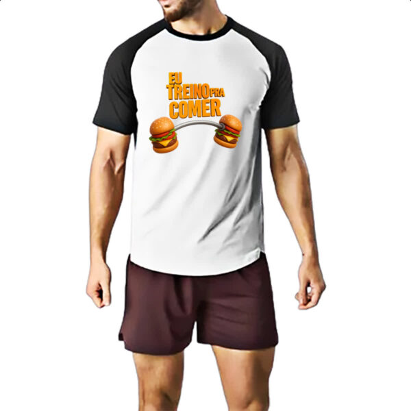Camiseta Raglan Eu treino pra comer - Imagem 2