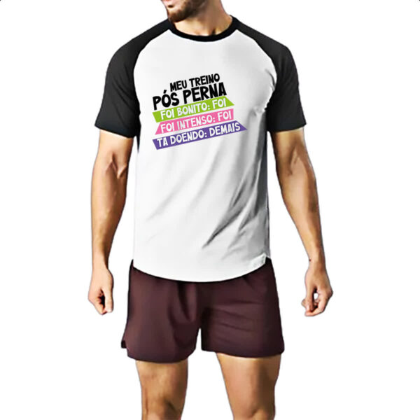 Camiseta Raglan Meu treino pos perna doi demais - Imagem 2
