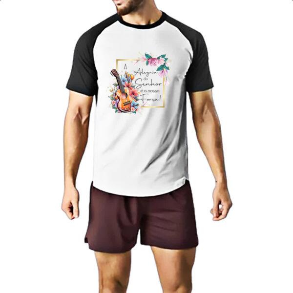 Camiseta Raglan Gospel Alegria nossa forca - Imagem 2