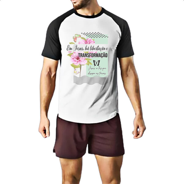 Camiseta Raglan Gospel Jesus transformacao - Imagem 2