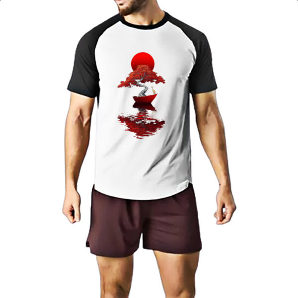 Camiseta Raglan Bonsai Barco Japan Arte - Imagem 2