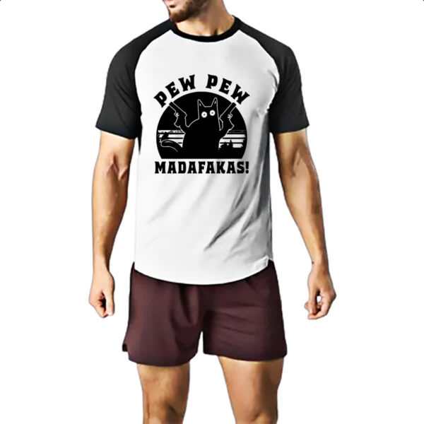 Camiseta Raglan Gato Pew Pew Madafakas - Imagem 2