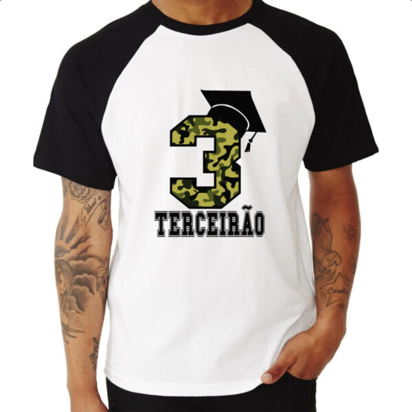 Camiseta Raglan Terceirao Camuflagem 3 com capelo - Imagem 3