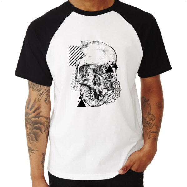 Camiseta Raglan Geometric Skull Caveira - Imagem 3