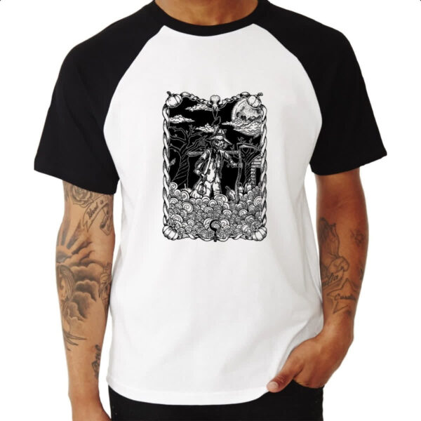 Camiseta Raglan O Espantalho Black White Arte - Imagem 3