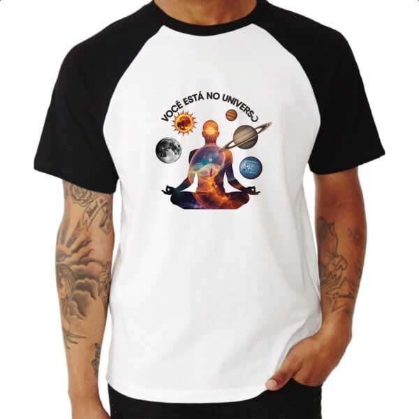 Camiseta Raglan Voce Esta no Universo - Imagem 3