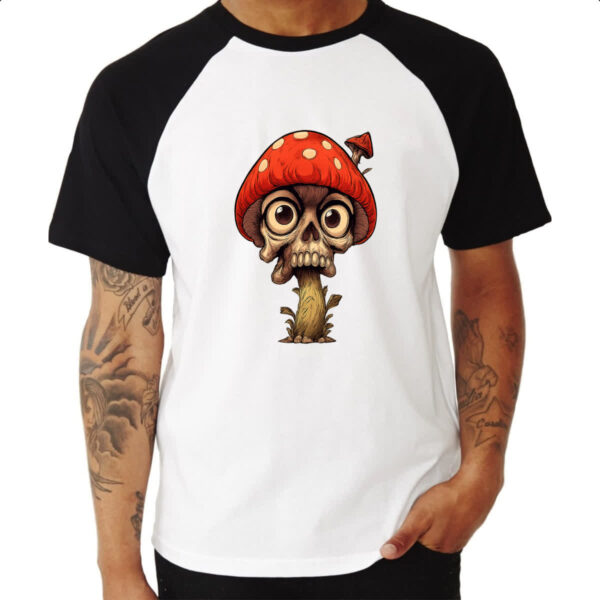 Camiseta Raglan Cogumelo Skull - Imagem 3