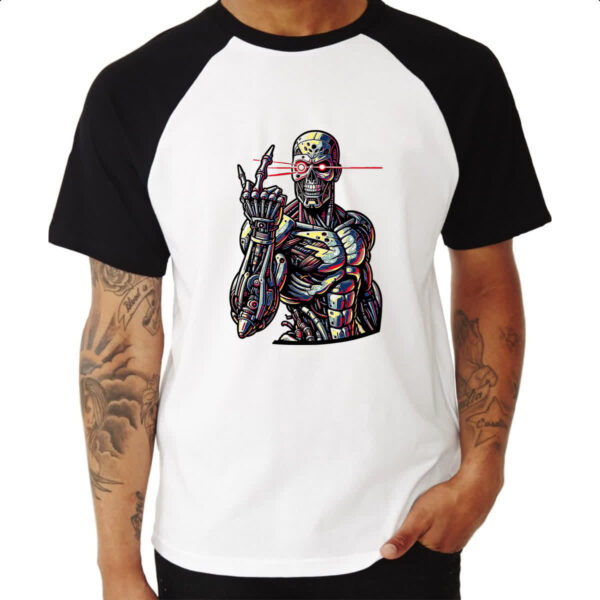 Camiseta Raglan Exterminador mal educado - Imagem 3