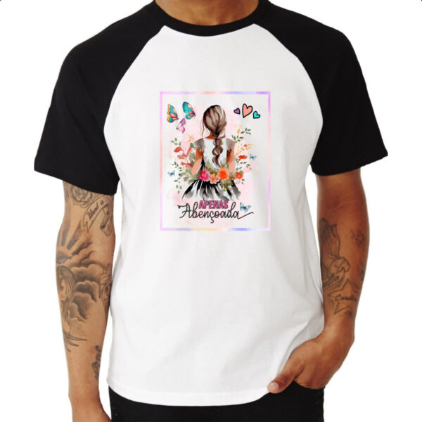 Camiseta Raglan Gospel Apenas abencoada - Imagem 3