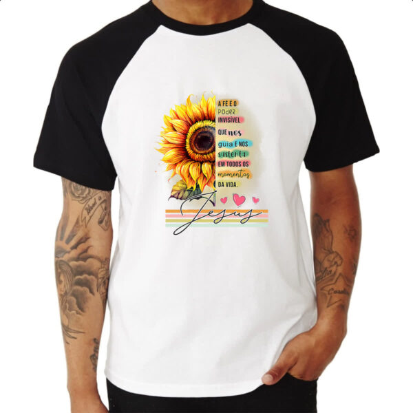 Camiseta Raglan Gospel Girassol a Fe - Imagem 3
