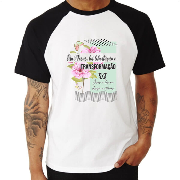 Camiseta Raglan Gospel Jesus transformacao - Imagem 3