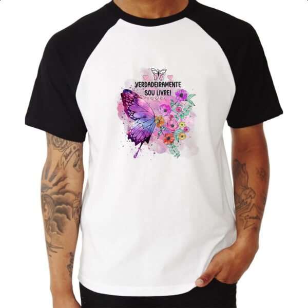 Camiseta Raglan Gospel Verdadeiramente livre - Imagem 3