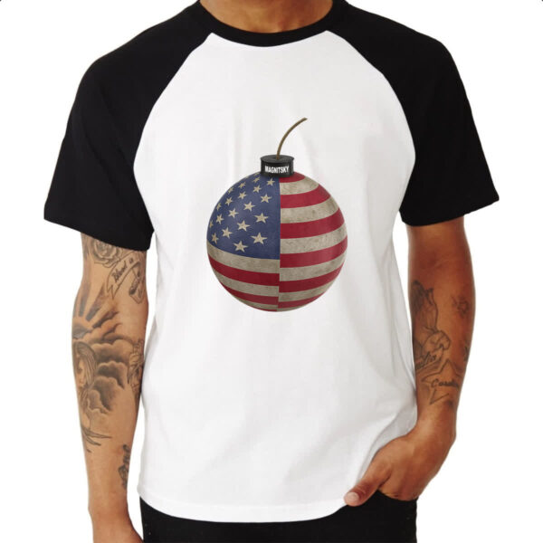 Camiseta Raglan Meme Bomba EUA Magnitsky - Imagem 3