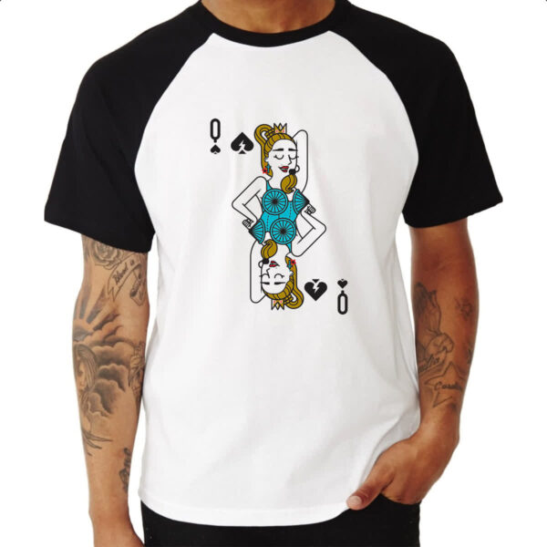 Camiseta Raglan Baralho Rainha Madonna - Imagem 3