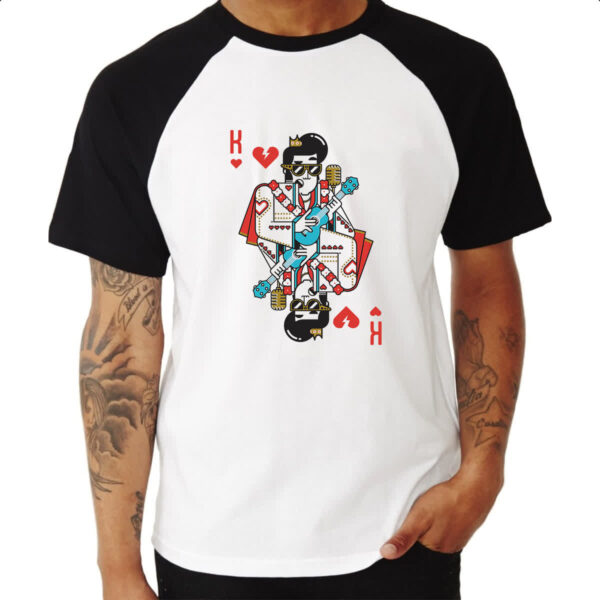 Camiseta Raglan Baralho Rei Elvis - Imagem 3