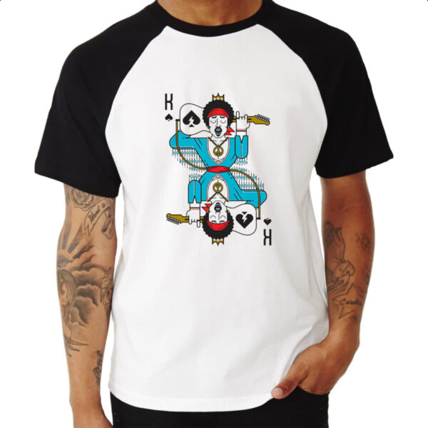 Camiseta Raglan Baralho Rei Jimi Hendrix - Imagem 3
