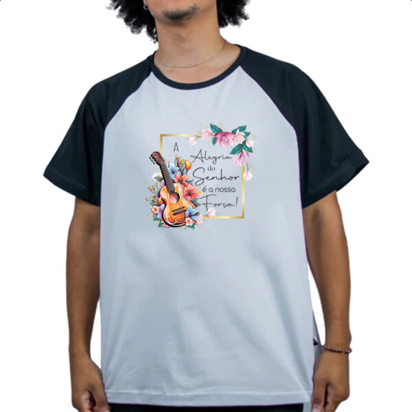 Camiseta Raglan Gospel Alegria nossa forca - Imagem 4