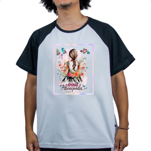 Camiseta Raglan Gospel Apenas abencoada - Imagem 4